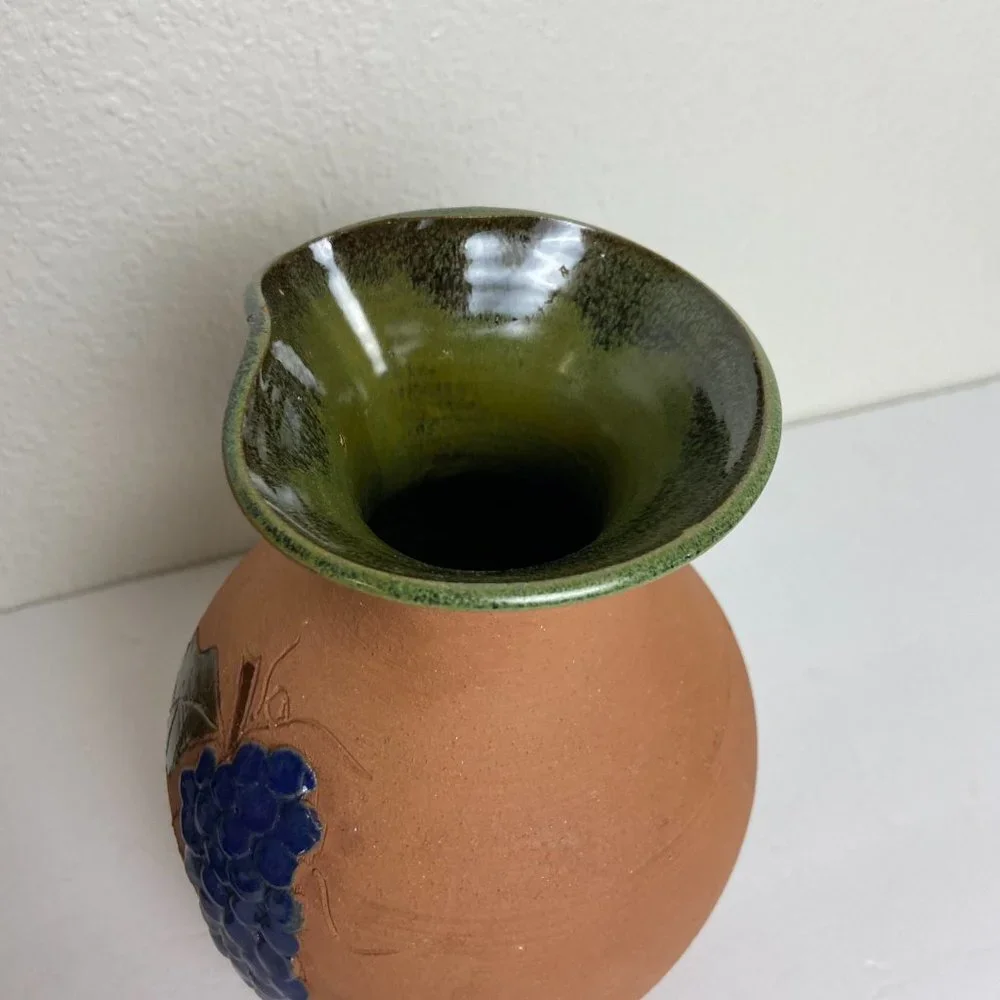 Studio Art Wine Glass Goblet Pitcher Artisan Pottery SET of 5